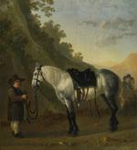 欧洲12-19世纪油画三_CALRAET, Abraham van - A Boy holding a Grey Horse